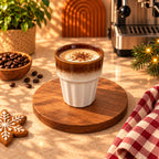 Fluted Ceramic Coffee Cup – Cream & Amber Brown, 200ml – view 3