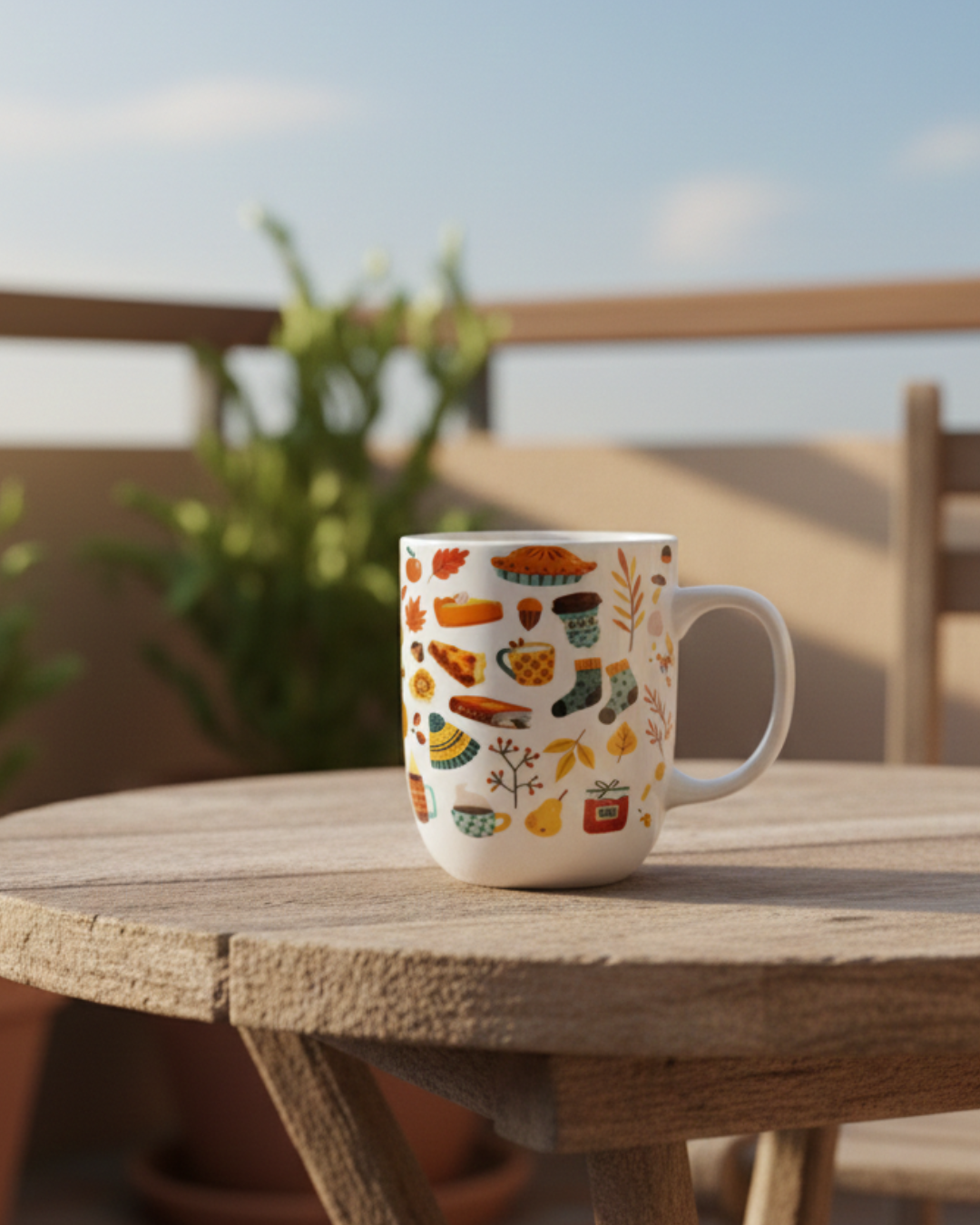 Autumn Cozy Icons Ceramic Mug – 350ml | Warm Fall Coffee & Tea Cup