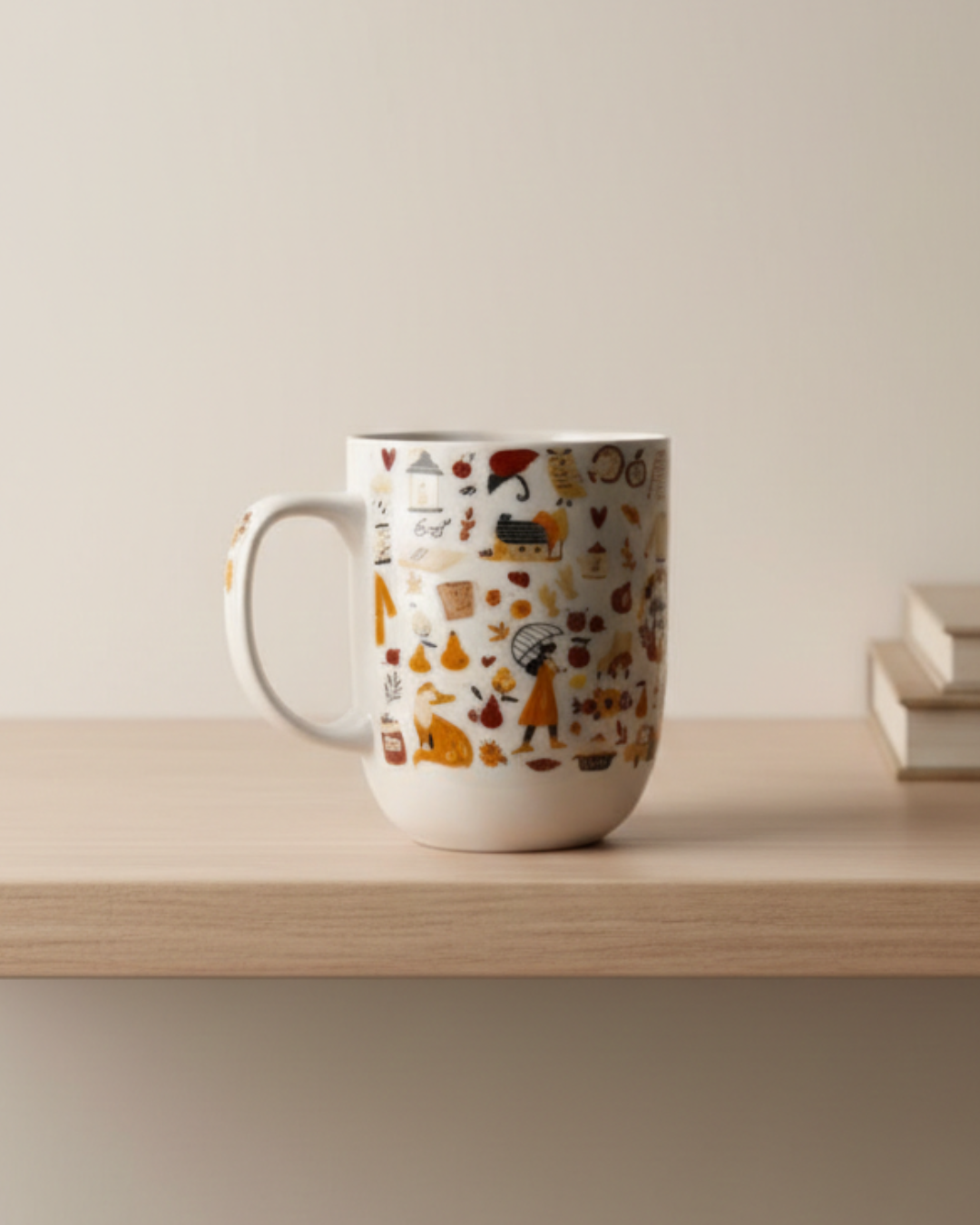 Autumn Vibes Ceramic Mug – 350ml | Cozy Fall Illustrations Coffee Cup