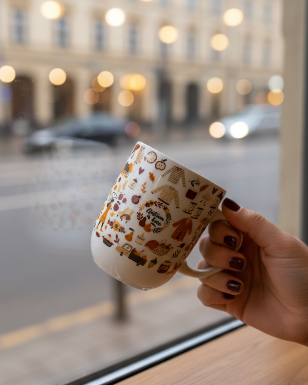 Autumn Vibes Ceramic Mug – 350ml | Cozy Fall Illustrations Coffee Cup