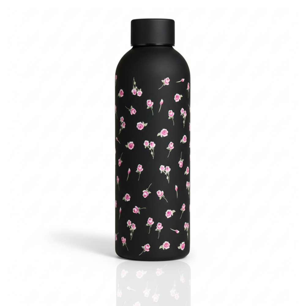 Black Bows Stainless Steel Bottle - Elegant Insulated Water Bottle