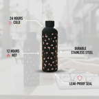 Black Bows Stainless Steel Bottle - Elegant Insulated Water Bottle