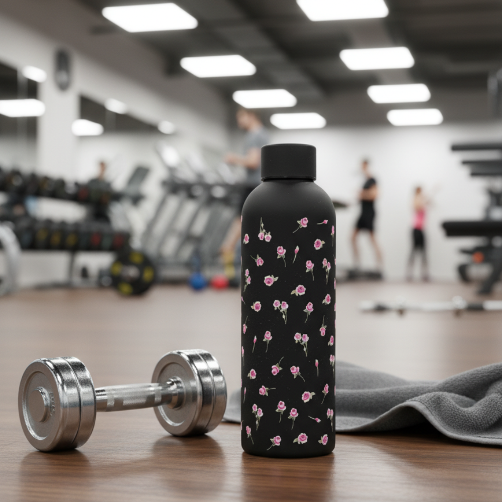 Black Bows Stainless Steel Bottle - Elegant Insulated Water Bottle