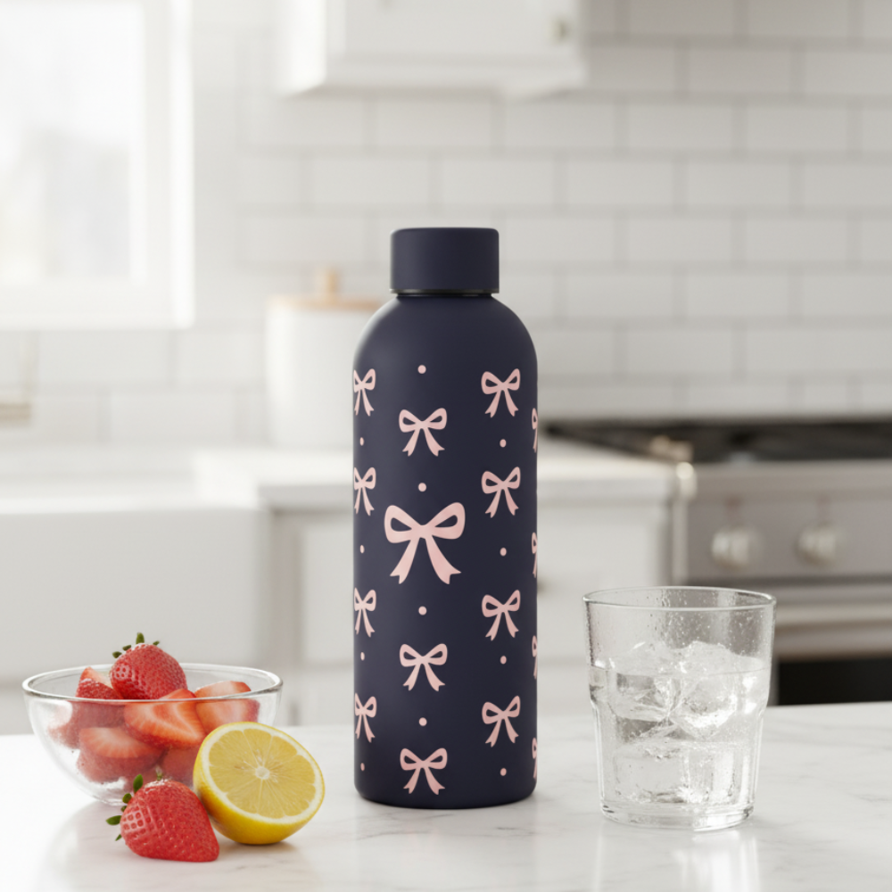 Black Roses Stainless Steel Bottle - Elegant Insulated Water Bottle