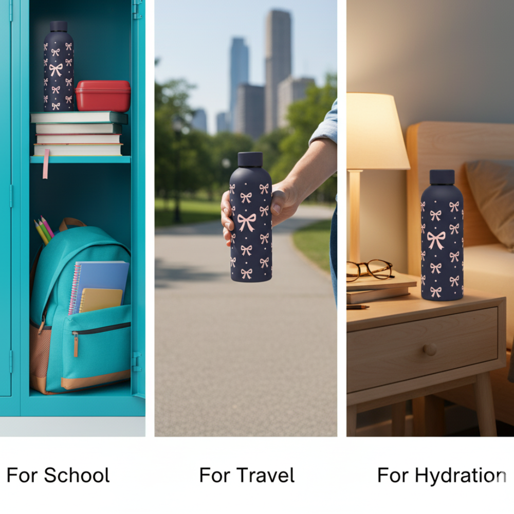 Black Roses Stainless Steel Bottle - Elegant Insulated Water Bottle