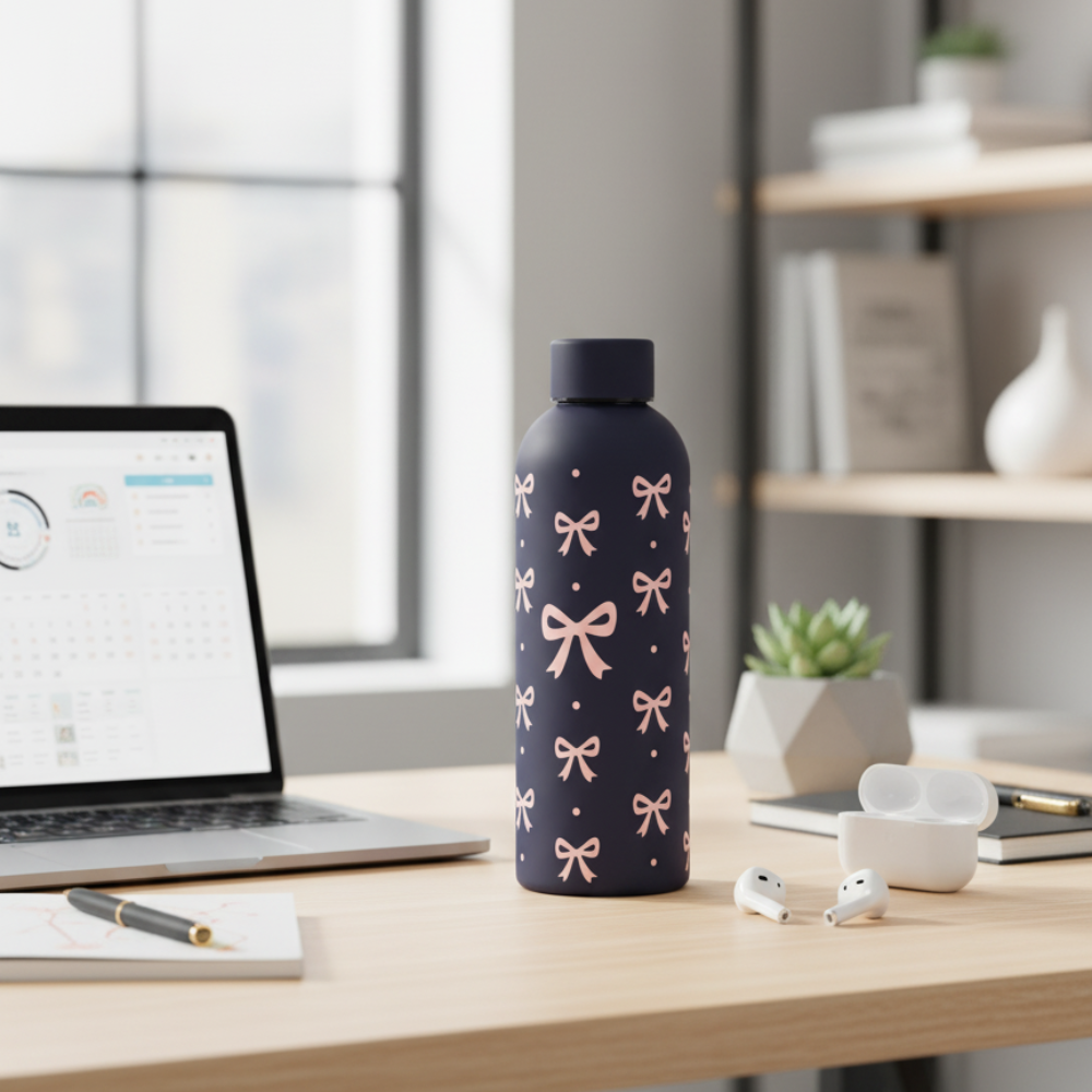 Black Roses Stainless Steel Bottle - Elegant Insulated Water Bottle
