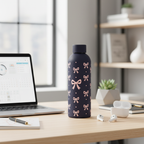 Black Roses Stainless Steel Bottle - Elegant Insulated Water Bottle