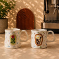 Handcrafted Floral Coffee Cups (Set of 2)