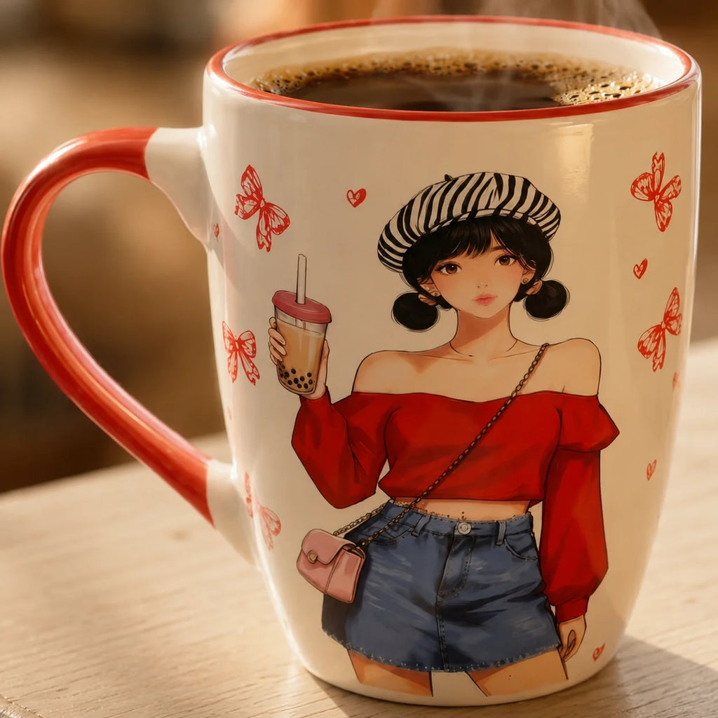 Stylish Girl Bubble Tea Mug