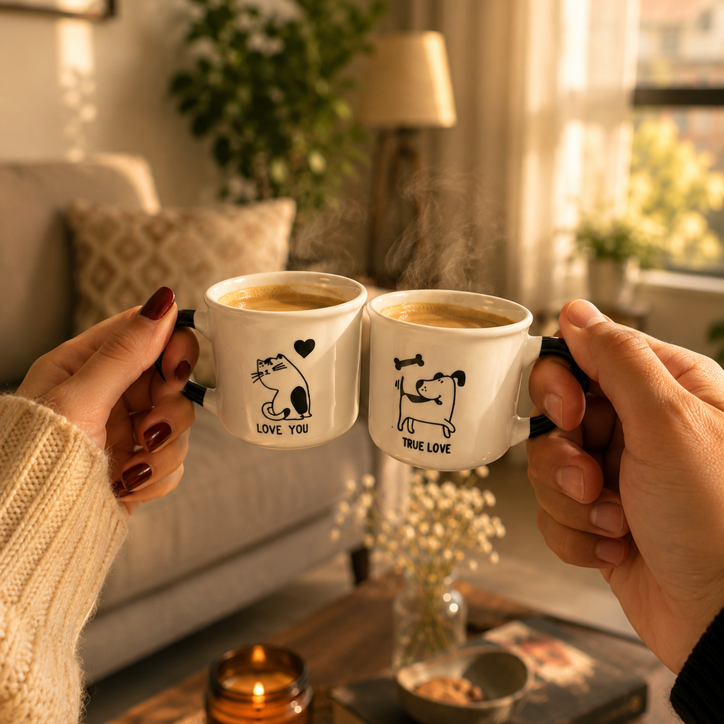 Cat & Dog Couple Mug Bundle 90ml