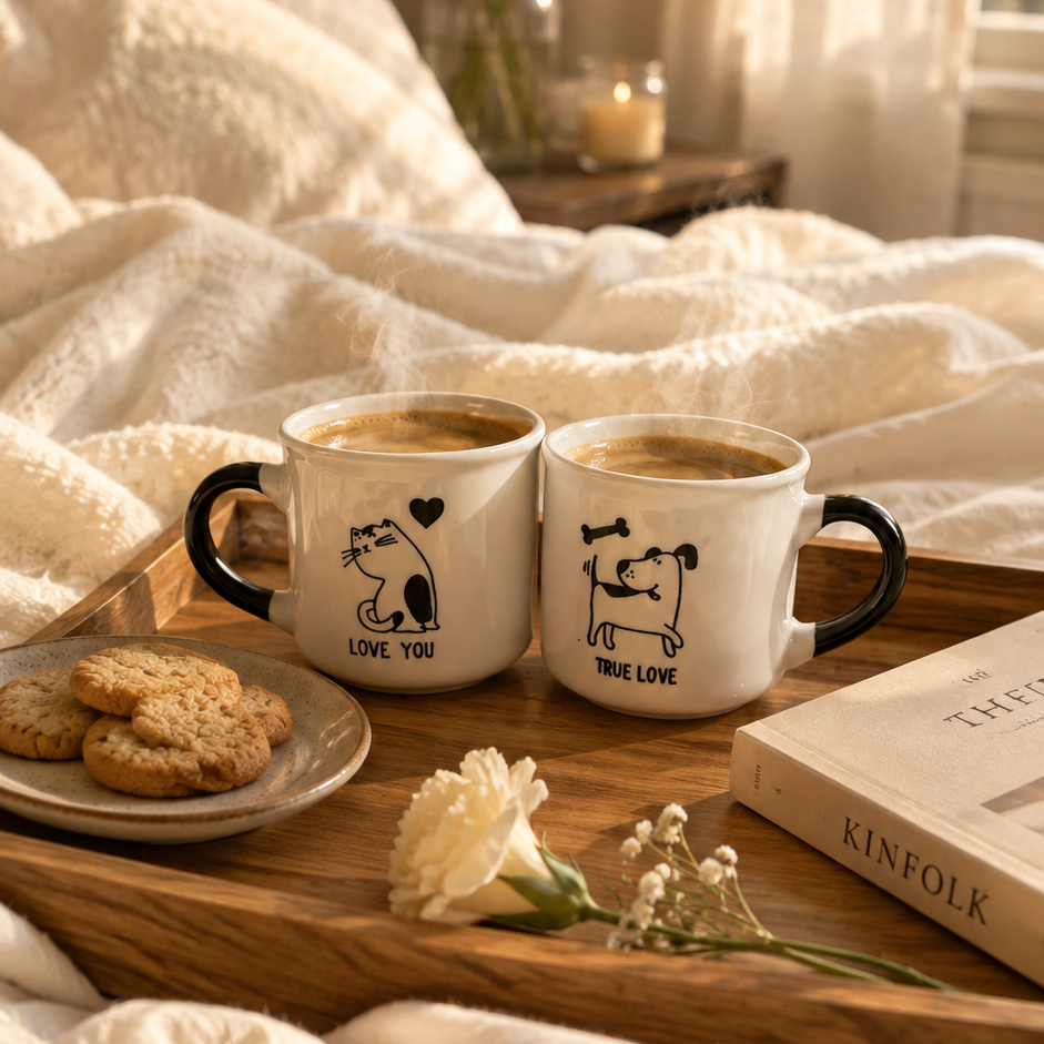 Cat & Dog Couple Mug Bundle 90ml