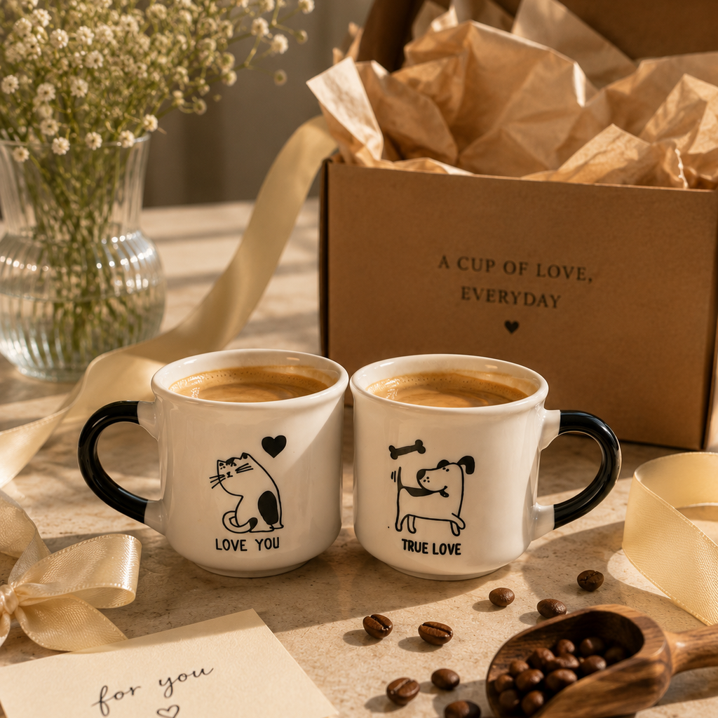 Cat & Dog Couple Mug Bundle 90ml
