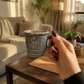 Vintage Café Coffee Embossed Ceramic Mug – 140ml