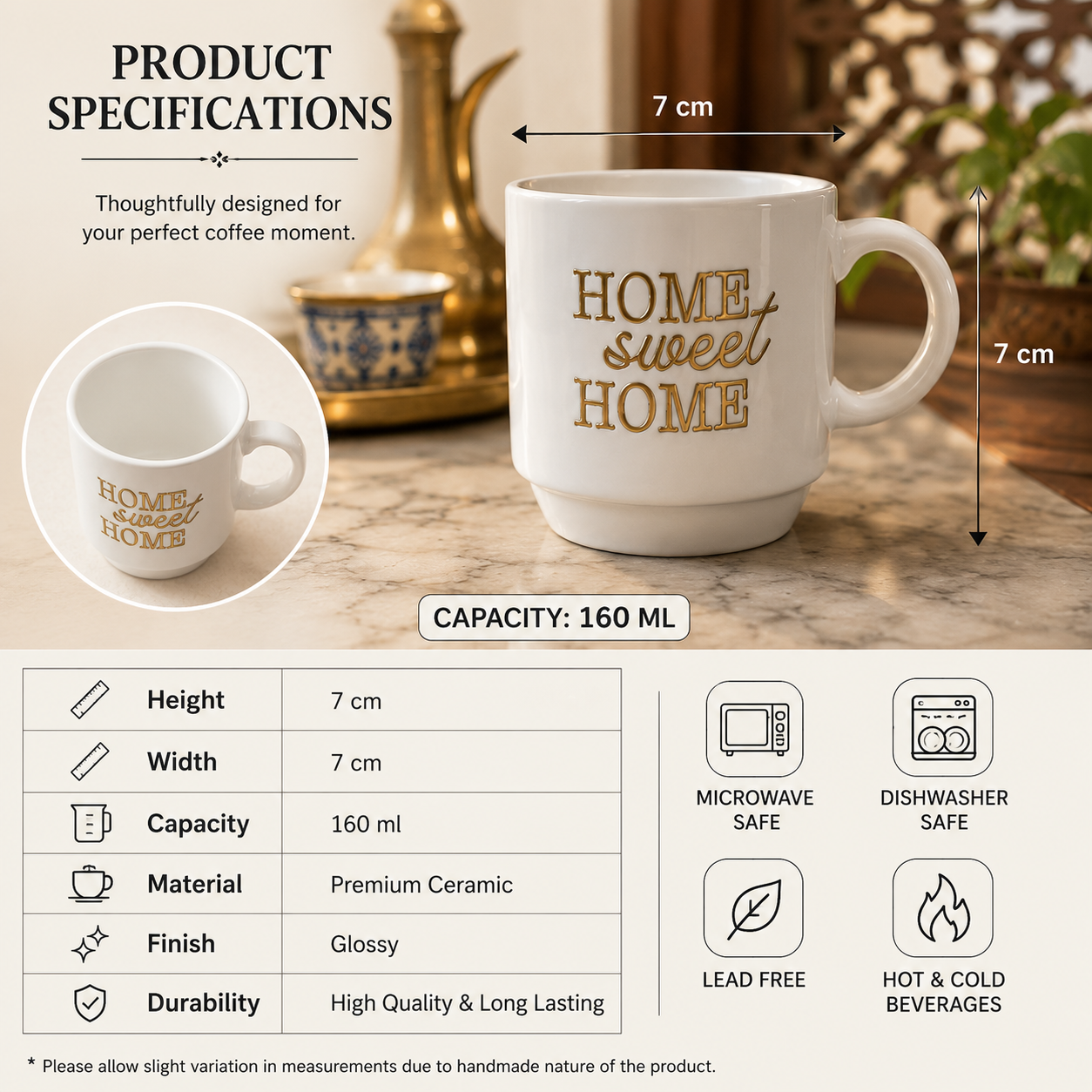 Home Sweet Home Ceramic Coffee Mug 160ml