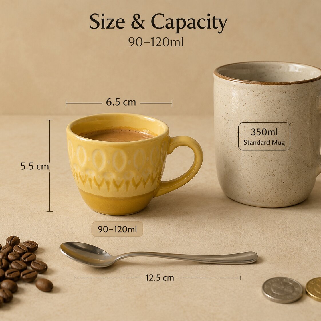 Golden Ember Espresso Cup – 90–120ml