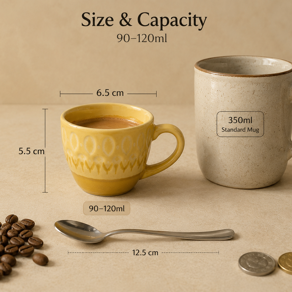 Golden Ember Espresso Cup – 90–120ml