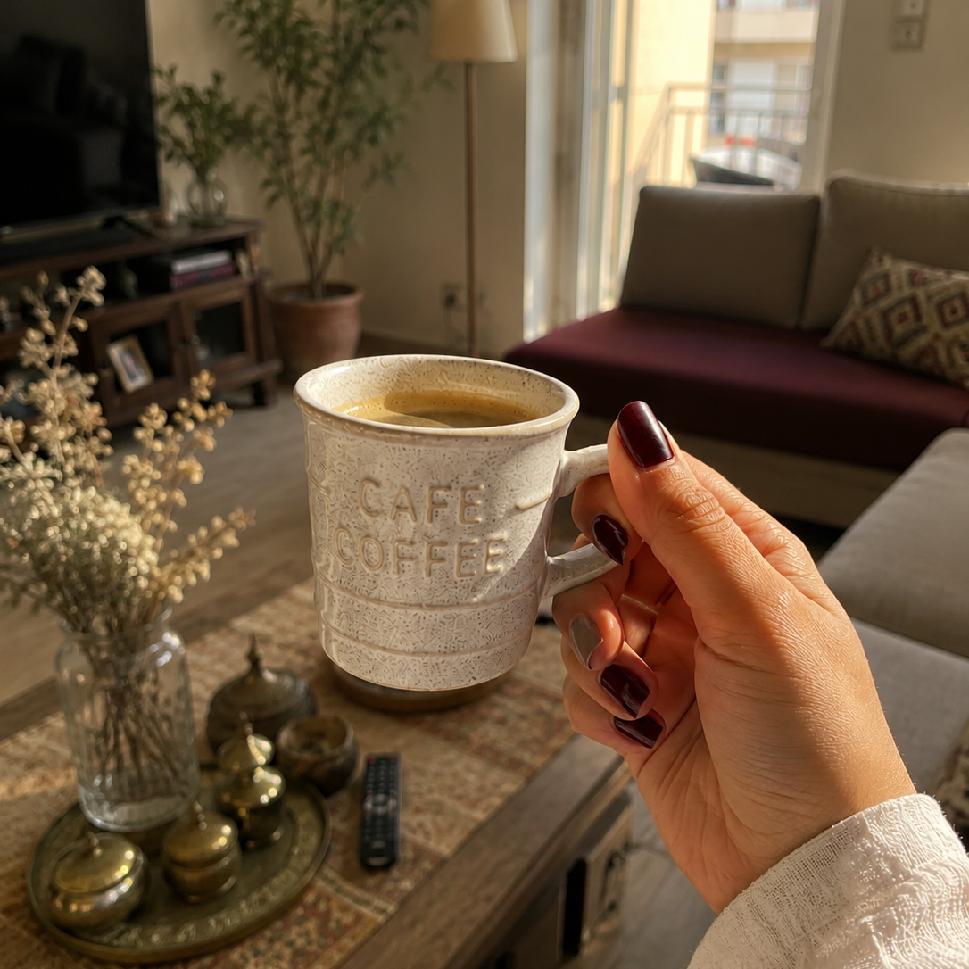 Rustic Café Embossed Ceramic Espresso Cup – 140ml