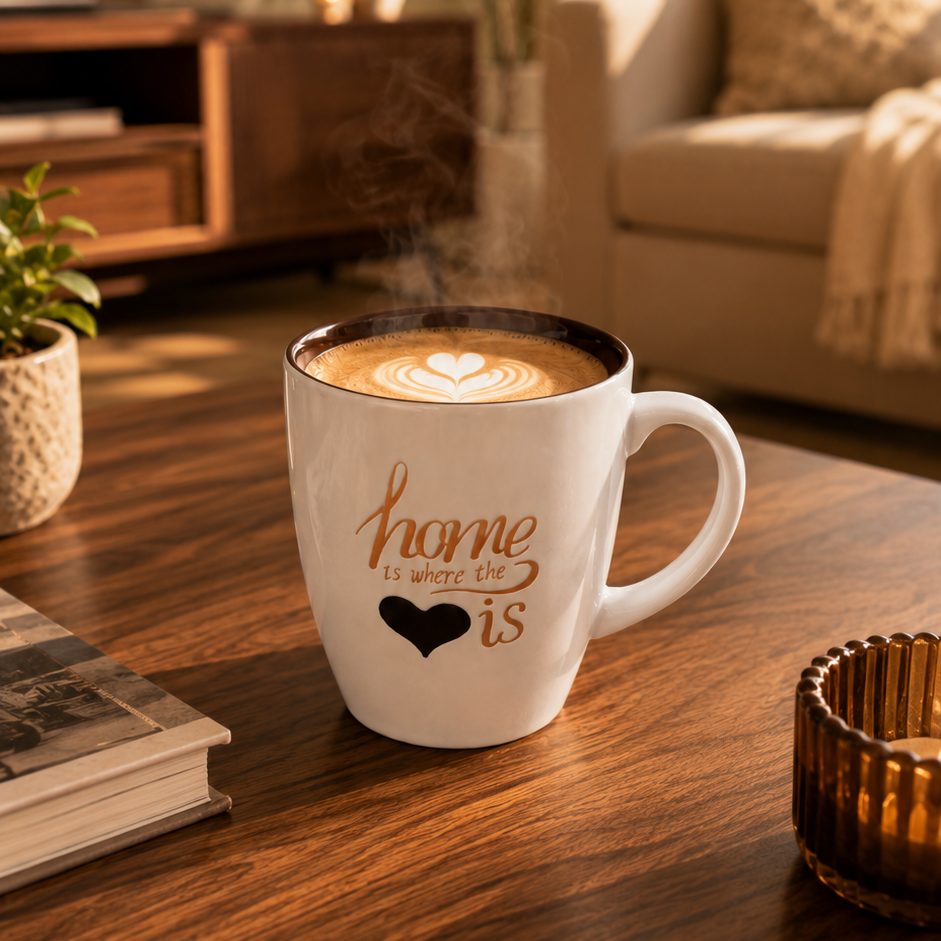 Home Is Where the Heart Is Ceramic Coffee Mug 200ml