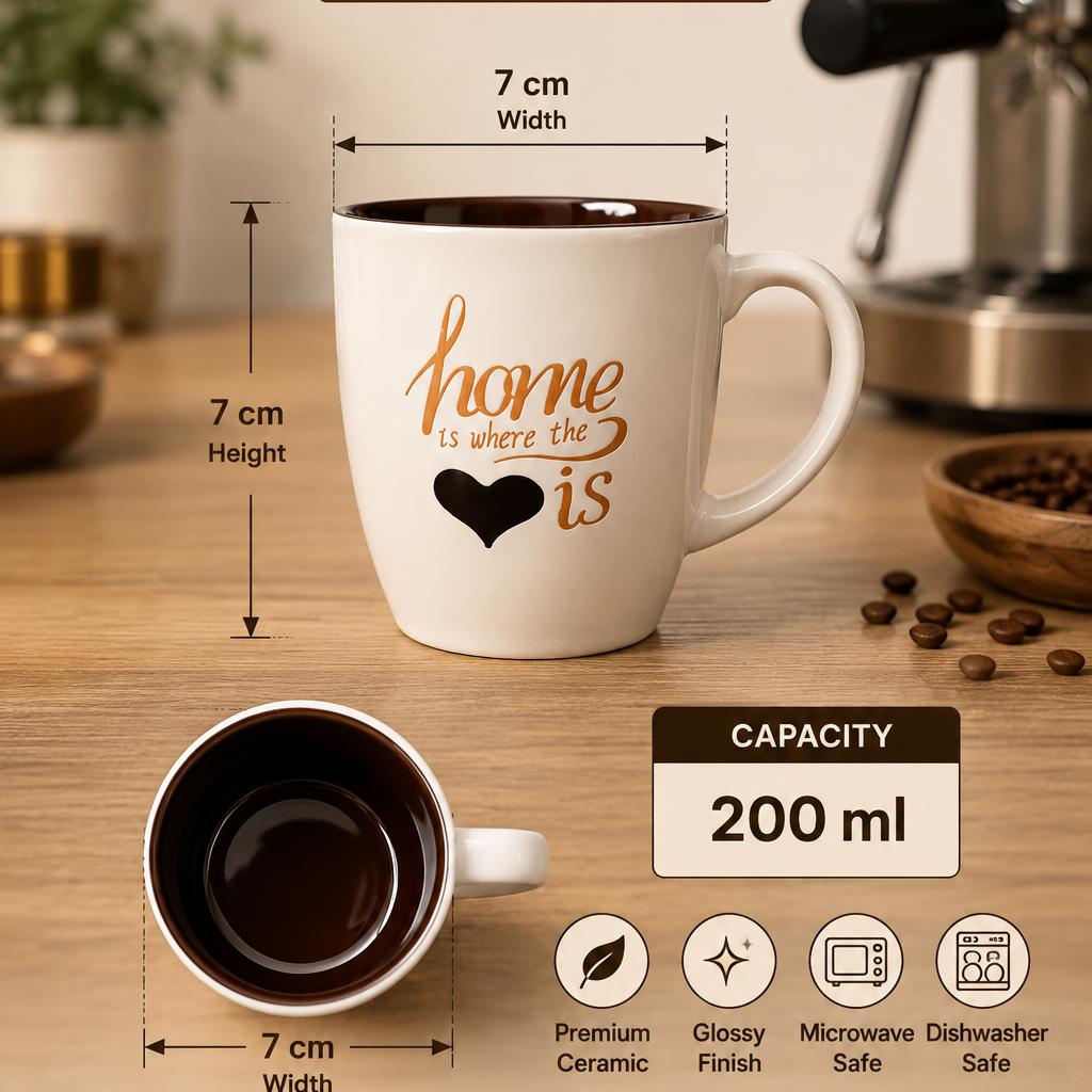 Home Is Where the Heart Is Ceramic Coffee Mug 200ml
