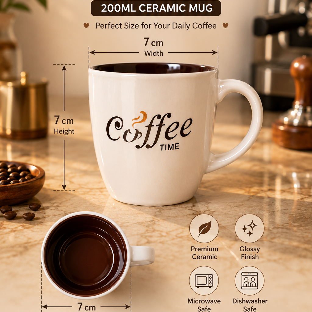 White Ceramic Coffee Mug 200ml