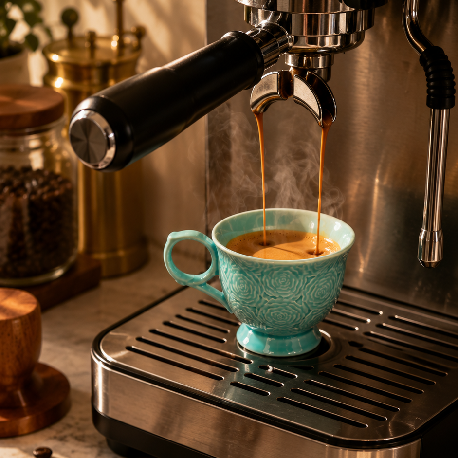 Turquoise Embossed Ceramic Espresso Cup 90ml