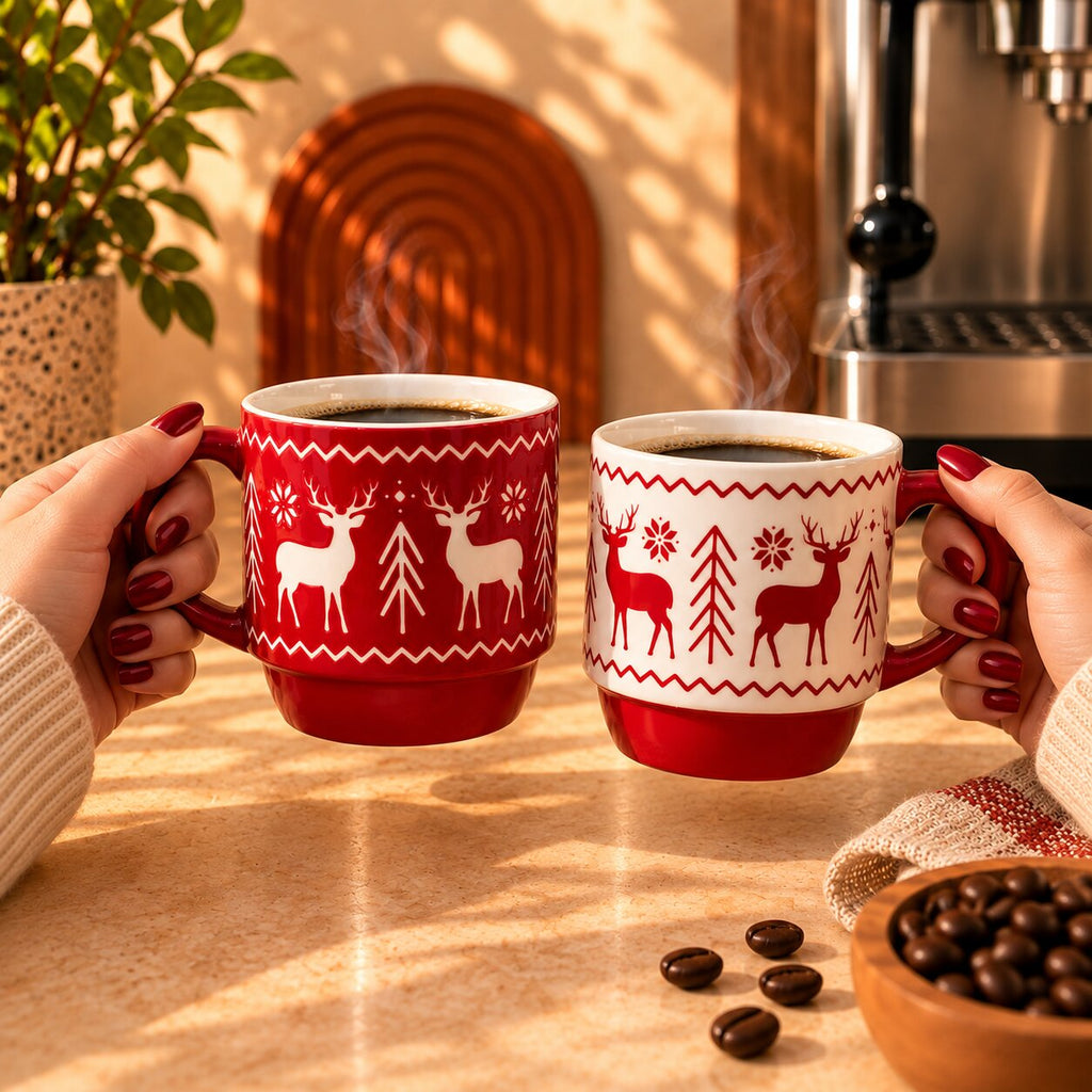 Christmas Reindeer Duo Mug Bundle, 310ml each