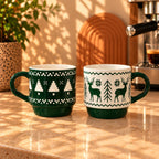 Green Christmas Duo Mug Bundle, 310ml each