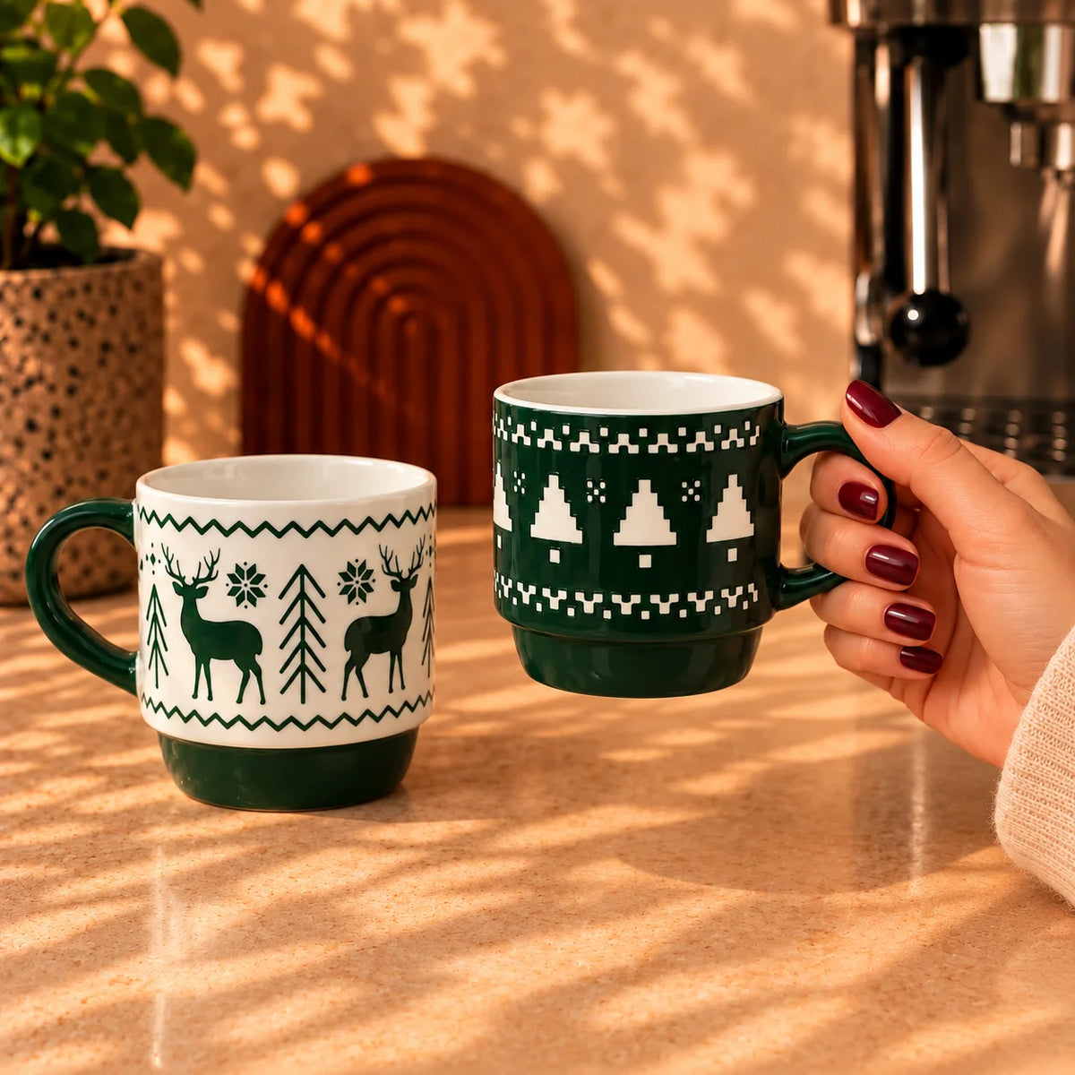 Green Christmas Duo Mug Bundle, 310ml each - photo 2