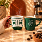 Green Christmas Reindeer & Stocking Mug Bundle - ceramic mug, view 2 of 4