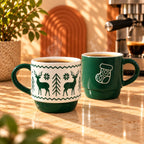 Green Christmas Reindeer & Stocking Mug Bundle - ceramic mug, view 3 of 4