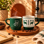 Green Christmas Reindeer & Stocking Mug Bundle - ceramic mug, view 4 of 4