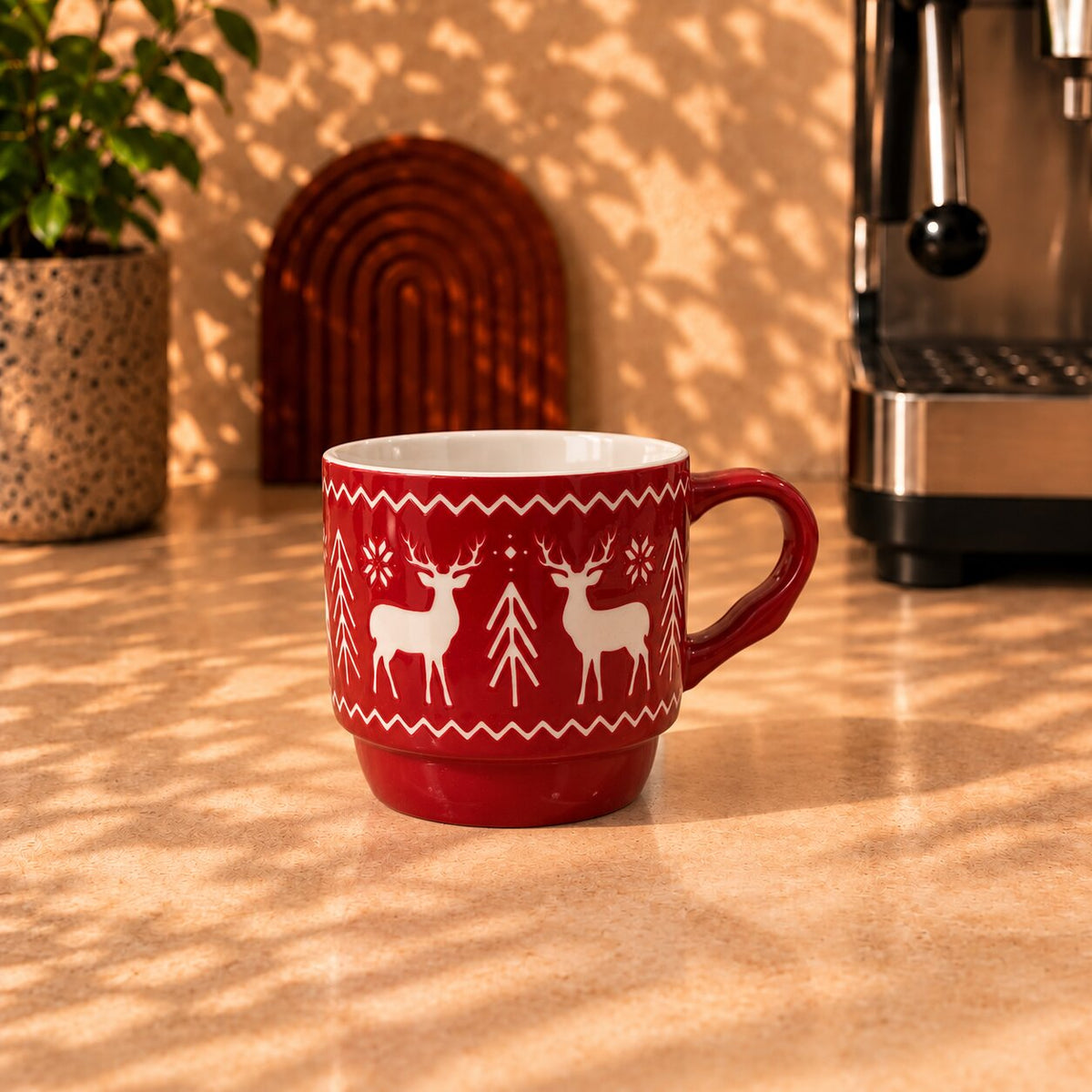 Red Reindeer Mug – 310ml - ceramic mug gift by Gifteila
