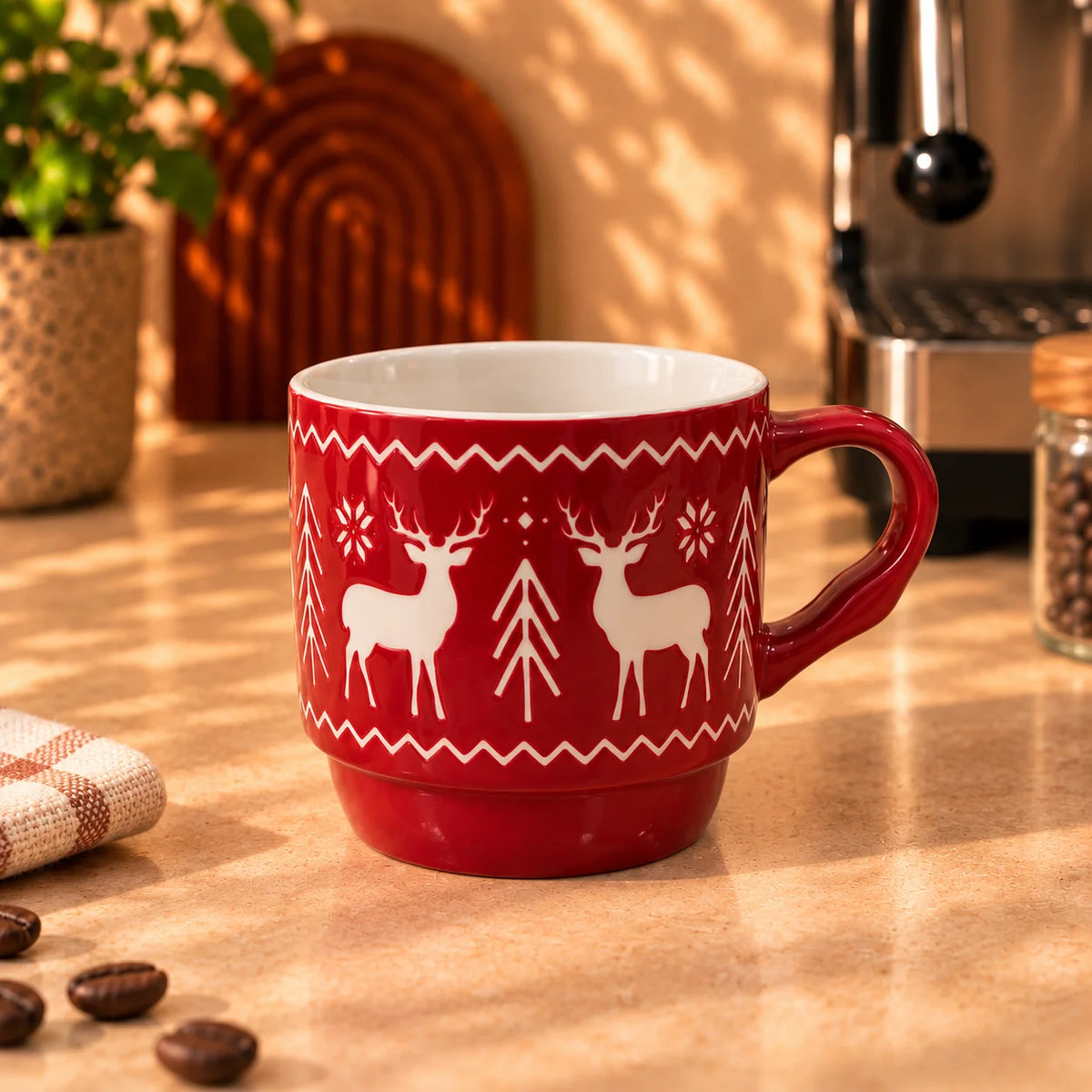 Red Reindeer Mug – 310ml - ceramic mug, view 4 of 6