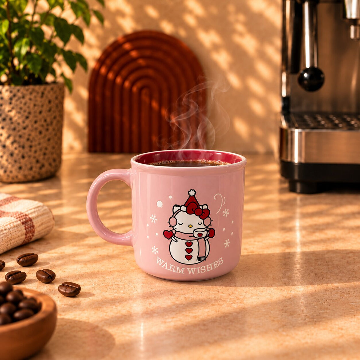 Warm Wishes Hello Kitty Pink Mug – 500ml - ceramic cup gift by Gifteila