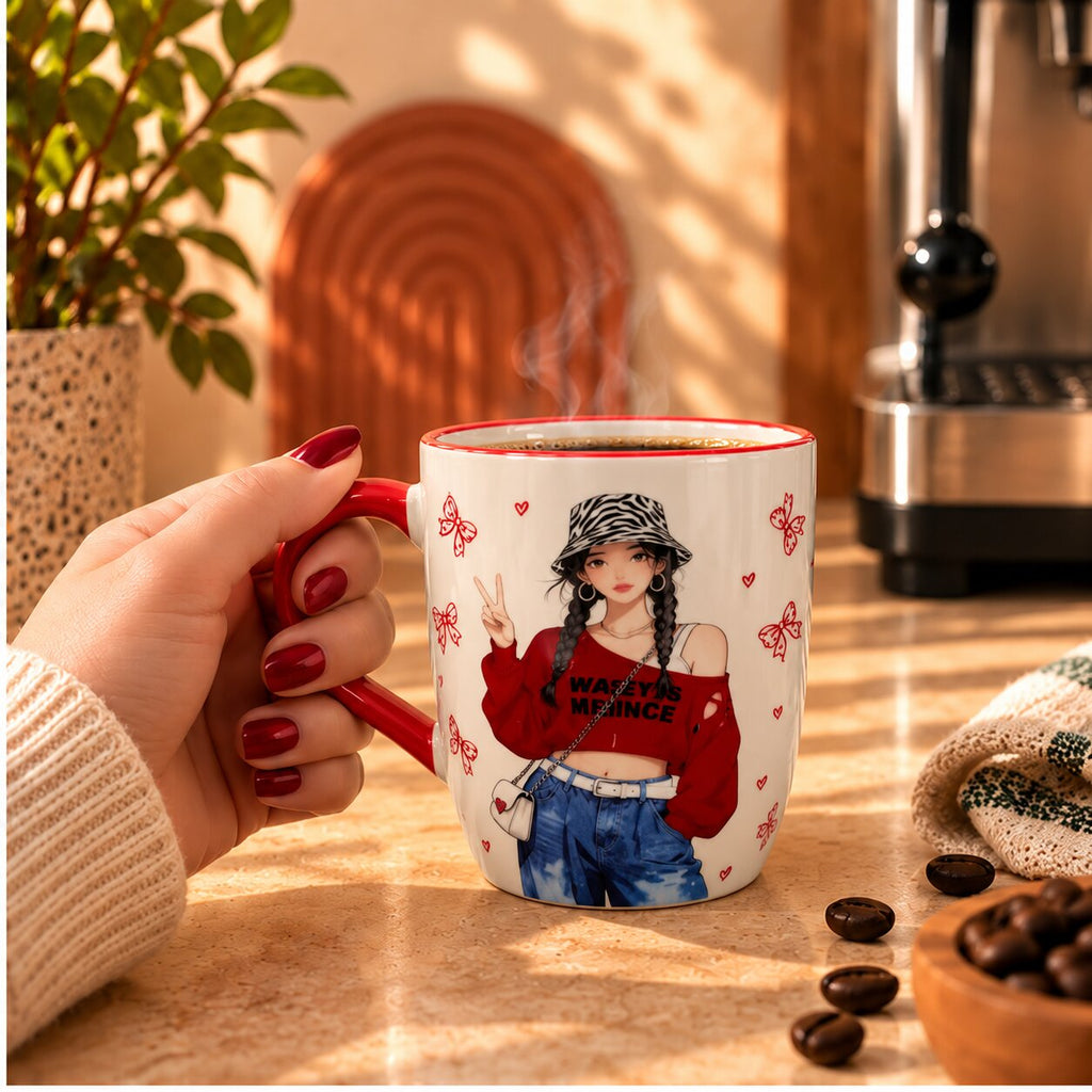 Cute Fashion Girl Ceramic Coffee Mug - ceramic mug gift by Gifteila