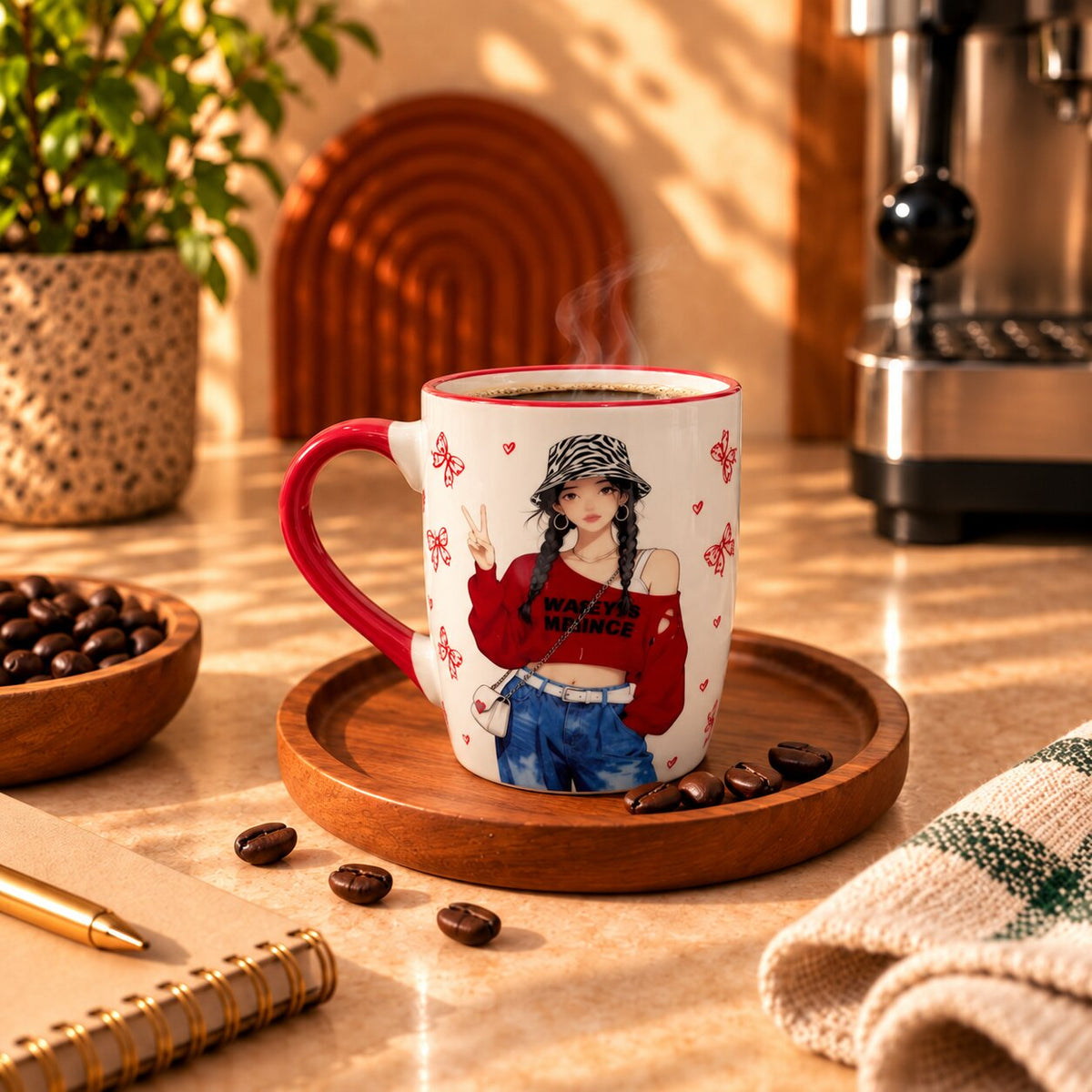 Cute Fashion Girl Ceramic Coffee Mug - ceramic mug, view 3 of 3