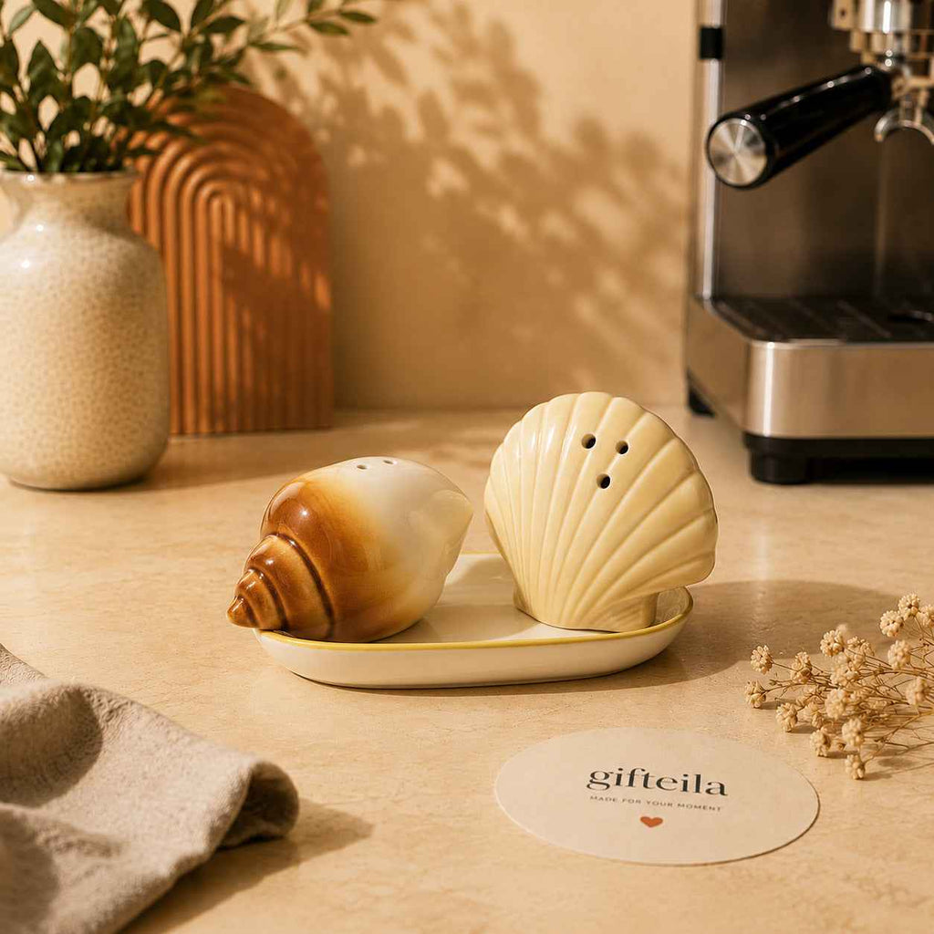 Coastal Charm Seashell Salt & Pepper Shaker Set