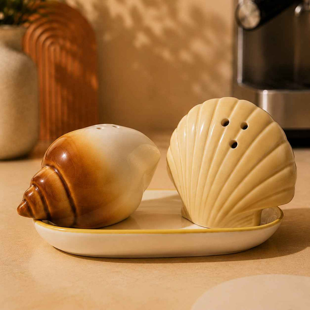 Coastal Charm Seashell Salt & Pepper Shaker Set
