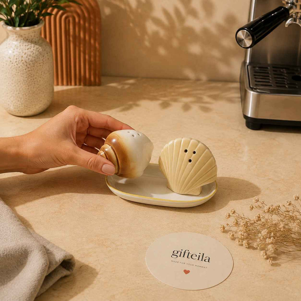 Coastal Charm Seashell Salt & Pepper Shaker Set