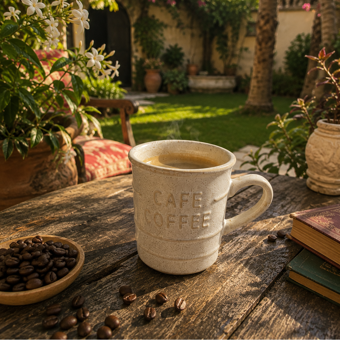 Rustic Café Embossed Ceramic Espresso Cup – 140ml