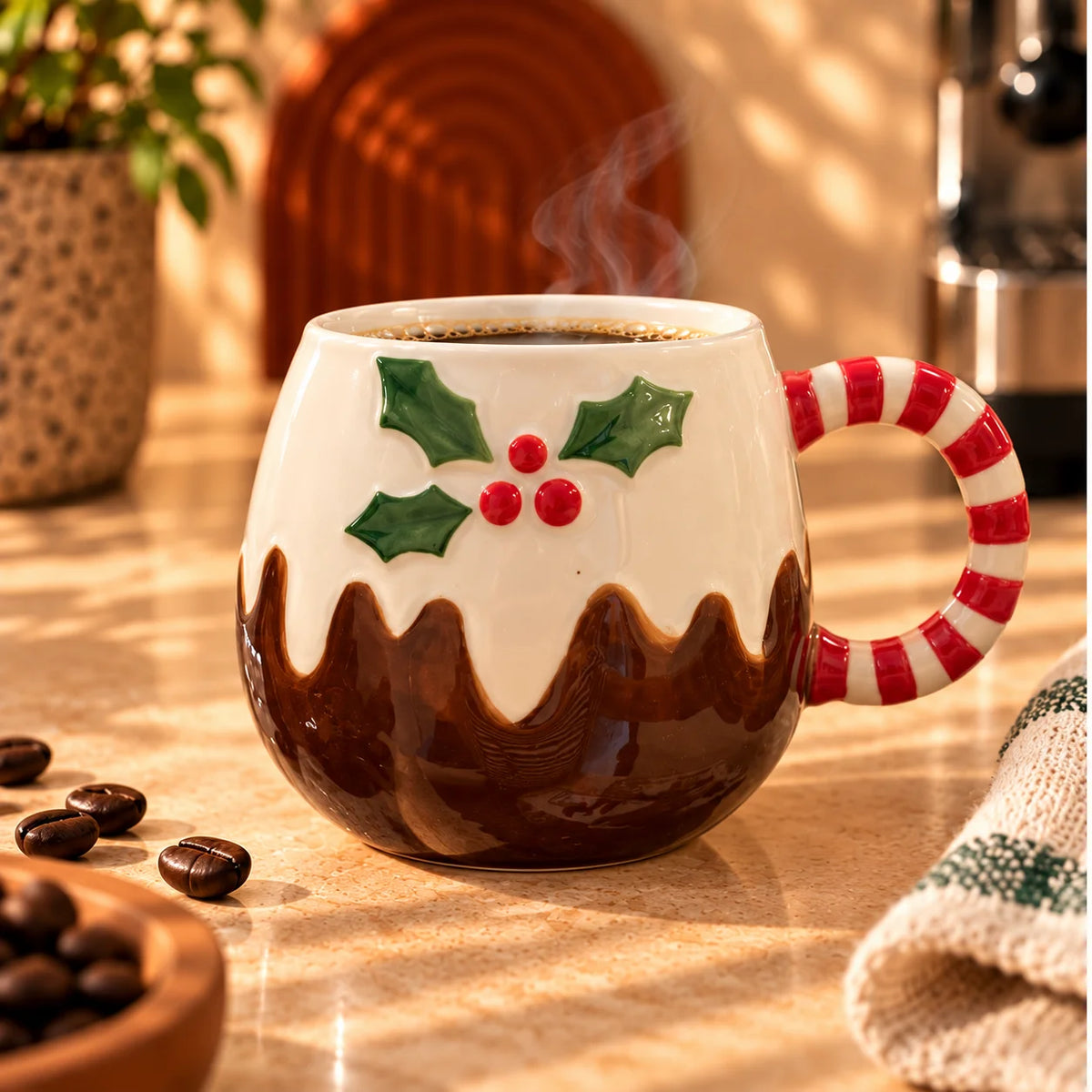 Christmas Pudding Mug with Candy Cane Handle 350ml - photo 3