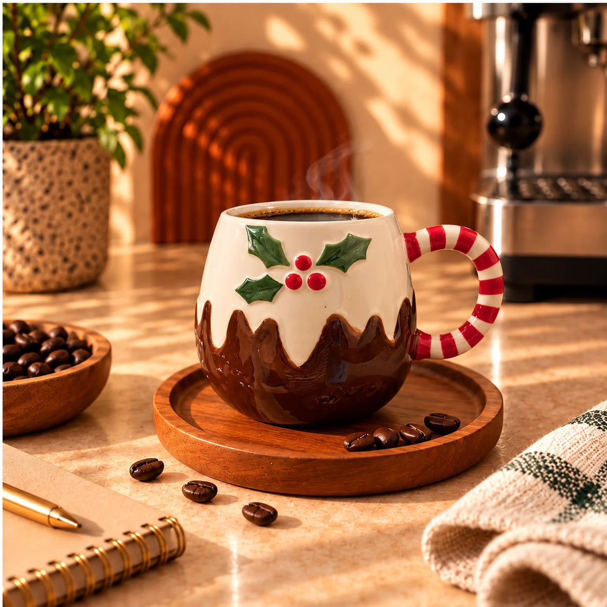 Christmas Pudding Mug with Candy Cane Handle 350ml - photo 4