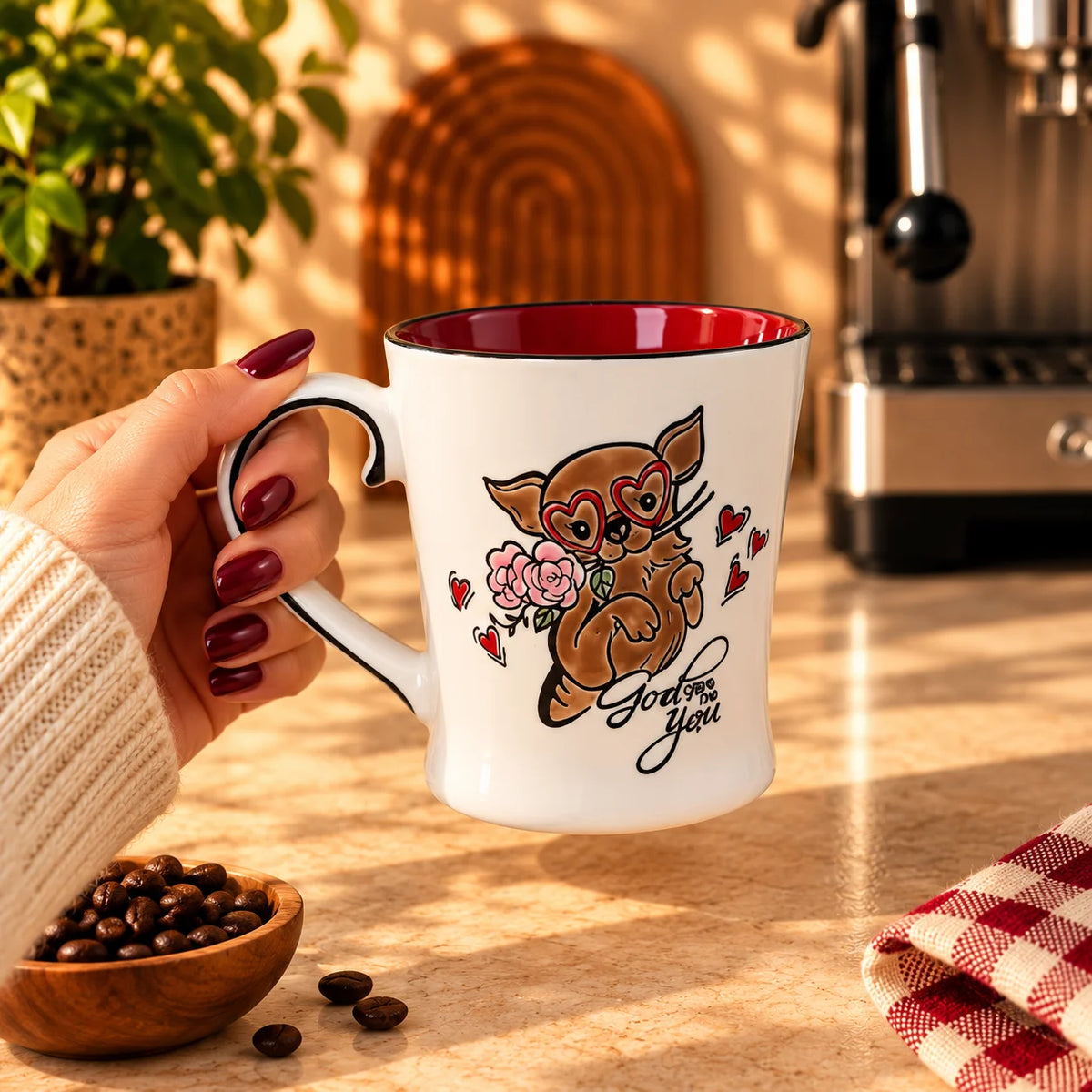 Chihuahua Love Mug – White with Red Interior, 400ml – view 2