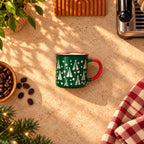 Christmas Trees & Stars Mug, Forest Green with Red Handle, 300ml – view 3