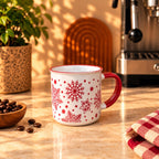Christmas Snowflakes Mug, White with Red Handle, 300ml by Gifteila