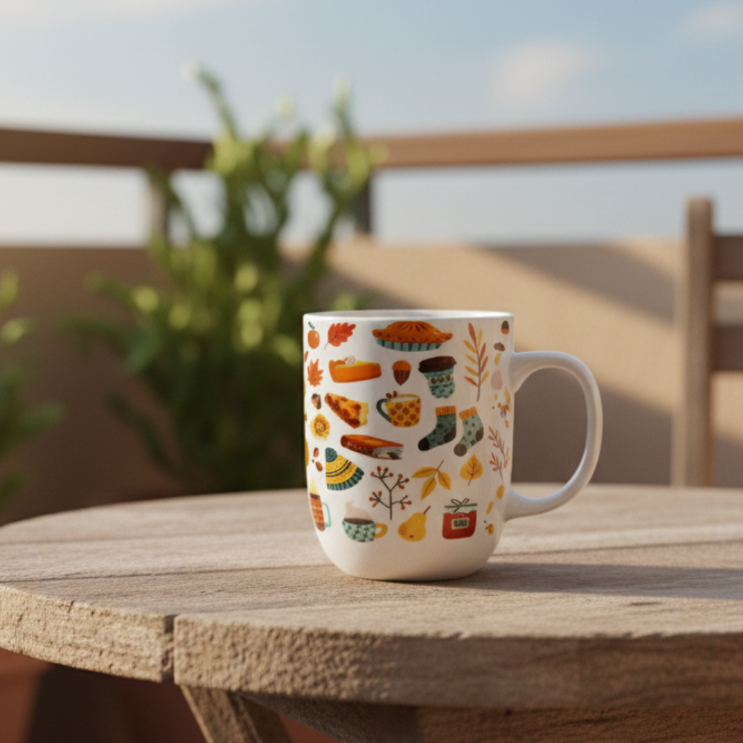 Autumn Cozy Icons Ceramic Mug 350ml
