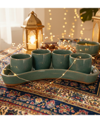 Hilal Tray with Four Matching Cups – Ramadan-Inspired Design