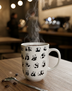Cute Panda Pattern Ceramic Mug – 350ml | Minimal Black & White Coffee Cup