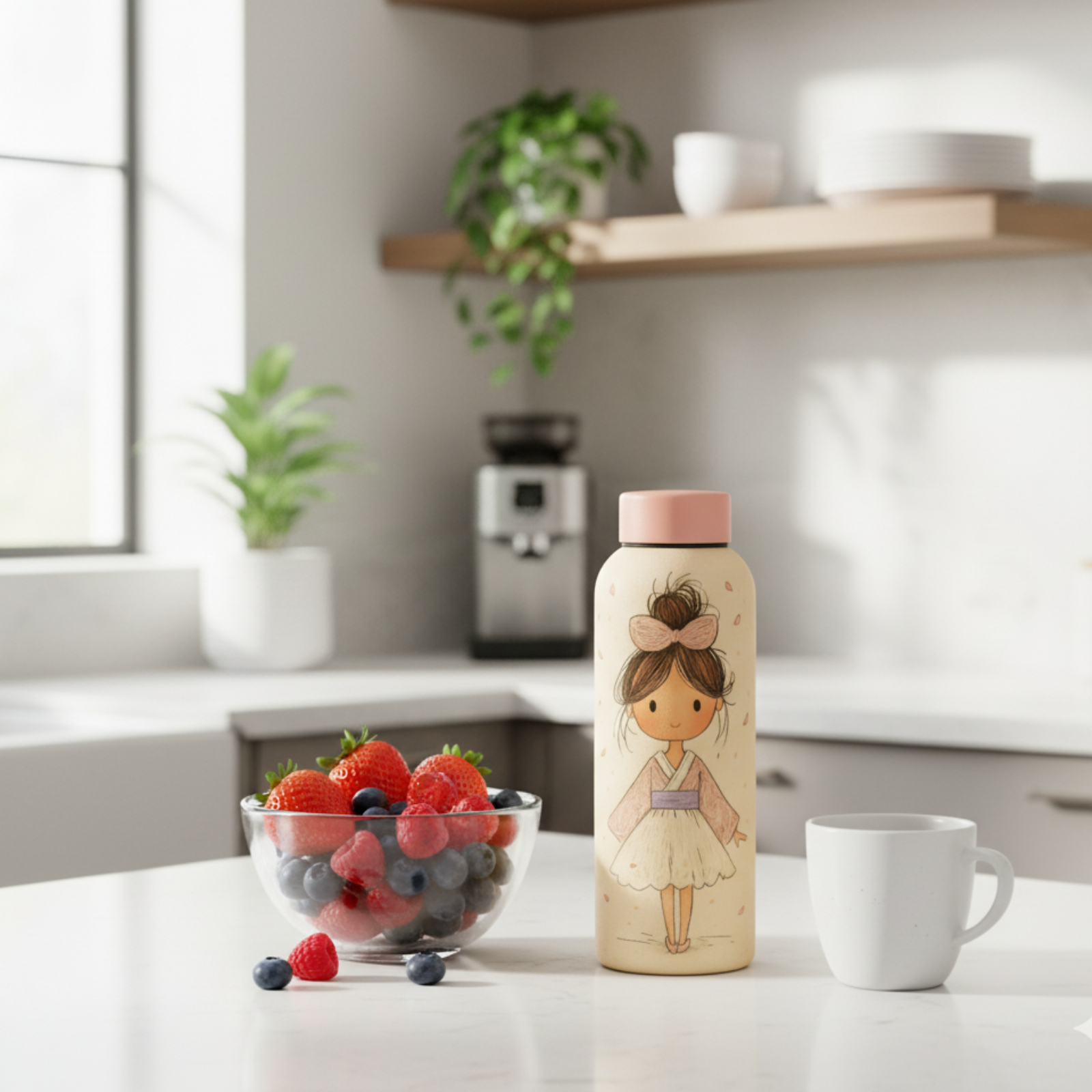 Cute Girl Bottle - Adorable Water Bottle for Kids & Teens