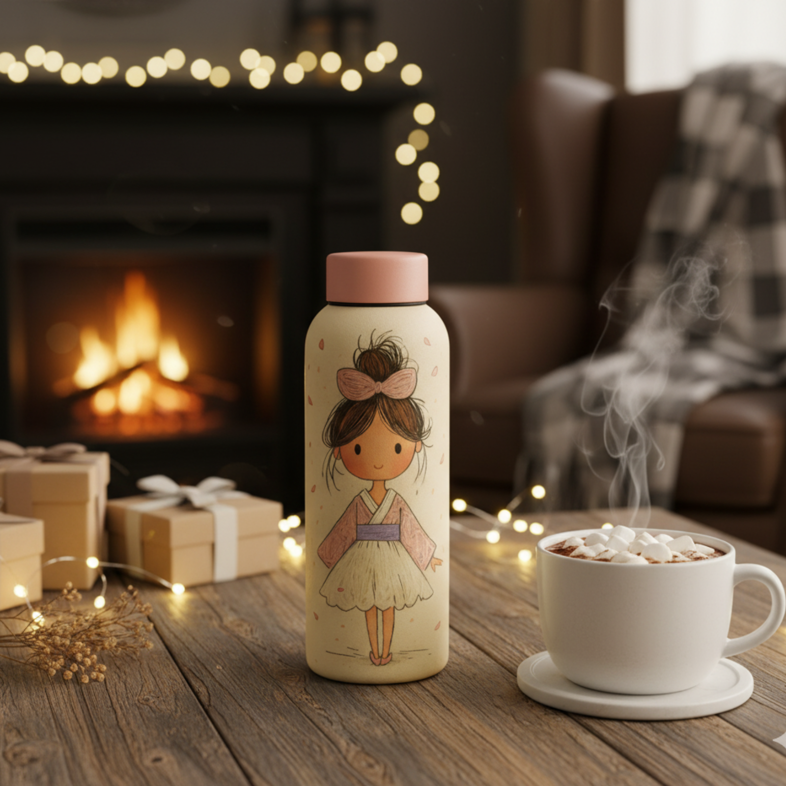 Cute Girl Bottle - Adorable Water Bottle for Kids & Teens